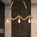 Industrial beige rope pendant with exposed bulbs for dining room