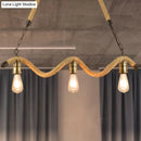 Industrial beige rope pendant with exposed bulbs for dining room