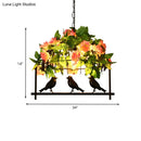 Industrial birdcage island pendant with roses – kitchen dining room