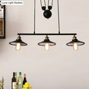 Industrial black 3-bulb pulley island pendant light for kitchens