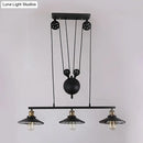 Industrial black 3-bulb pulley island pendant light for kitchens