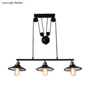 Industrial black 3-bulb pulley island pendant light for kitchens