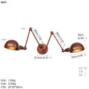 Industrial black 3 head adjustable wall sconce bedroom light
