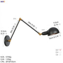 Industrial black 3 head adjustable wall sconce bedroom light