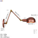 Industrial black 3 head adjustable wall sconce bedroom light