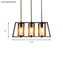 Industrial black 3 light frame island pendant light kitchen chandelier