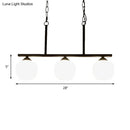 Industrial black 3-light opal glass globe pendant – dining room