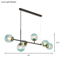 Industrial black 6-light island pendant amber & milky white kitchen