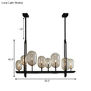 DecorBites™ Industrial Amber Glass Hanging Light Fixture - Capsule Restaurant Island Lighting (6/8 Bulbs, Black)