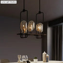 DecorBites™ Industrial Amber Glass Hanging Light Fixture - Capsule Restaurant Island Lighting (6/8 Bulbs, Black)