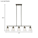 Industrial black and brass 5-head clear glass chandelier dining room