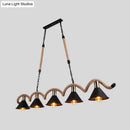DecorBites™ Rustic Metal Cone Island Ceiling Light with Rope and Chain - Brown