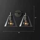 Industrial black and brass wall lamp bedroom clear glass fixture