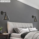 Industrial black and brass wall lamp bedroom clear glass fixture