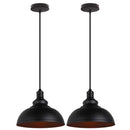 Industrial black and copper pendant lights set of 2 dining room
