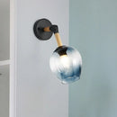 Industrial black and ocean blue wall sconce bedroom globe light