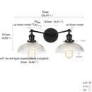DecorBites™ Industrial LED Wall Light Fixture with Glass Pull Chain Switch - 2 Heads
