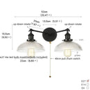 DecorBites™ Industrial LED Wall Light Fixture with Glass Pull Chain Switch - 2 Heads