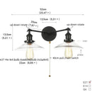 DecorBites™ Industrial LED Wall Light Fixture with Glass Pull Chain Switch - 2 Heads