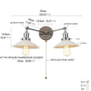 DecorBites™ Industrial LED Wall Light Fixture with Glass Pull Chain Switch - 2 Heads