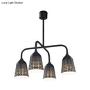 Industrial black bell pendant light kitchen four head chandelier