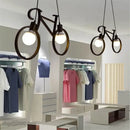 Industrial black bicycle pendant light living room exposed bulb fixture