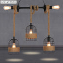 Industrial black birdcage jute rope island pendant light kitchen