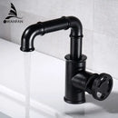 Industrial black brass basin faucet bathroom vintage pipe tap