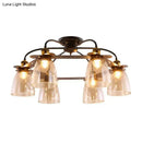 Industrial black & brass cognac glass bell ceiling lamp living room