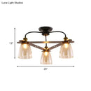 Industrial black & brass cognac glass bell ceiling lamp living room