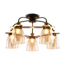 Industrial black & brass cognac glass bell ceiling lamp living room