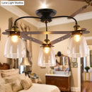 Industrial black & brass cognac glass bell ceiling lamp living room