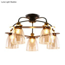 Industrial black & brass cognac glass bell ceiling lamp living room