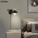 Industrial black & brass dimmable wall lamp bedroom light
