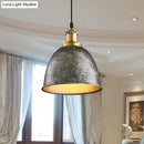 Industrial black & brass dome pendant lamp kitchen hanging light