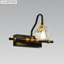 Industrial black & brass hexagon vanity wall lamp with crystal prisms