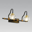 Industrial black & brass hexagon vanity wall lamp with crystal prisms