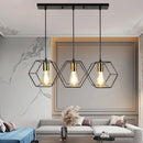 Industrial black & brass hexagonal pendant light dining room