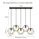 Industrial black & brass hexagonal pendant light dining room