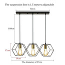 Industrial black & brass hexagonal pendant light dining room