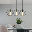 Industrial black & brass hexagonal pendant light dining room