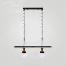 Industrial black & brass kitchen island light fixture with glass shades