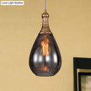 Industrial black & brass smoked glass pendant ceiling light bedroom