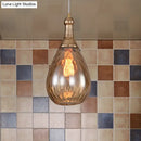 Industrial black & brass smoked glass pendant ceiling light bedroom