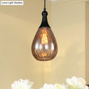 Industrial black & brass smoked glass pendant ceiling light bedroom