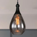 Industrial black & brass smoked glass pendant ceiling light bedroom