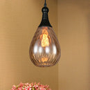 Industrial black & brass smoked glass pendant ceiling light bedroom