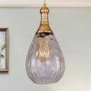 Industrial black & brass smoked glass pendant ceiling light bedroom