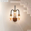 Industrial black & brass wall lamp – bedroom led light fixture