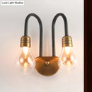 Industrial black & brass wall lamp – bedroom led light fixture